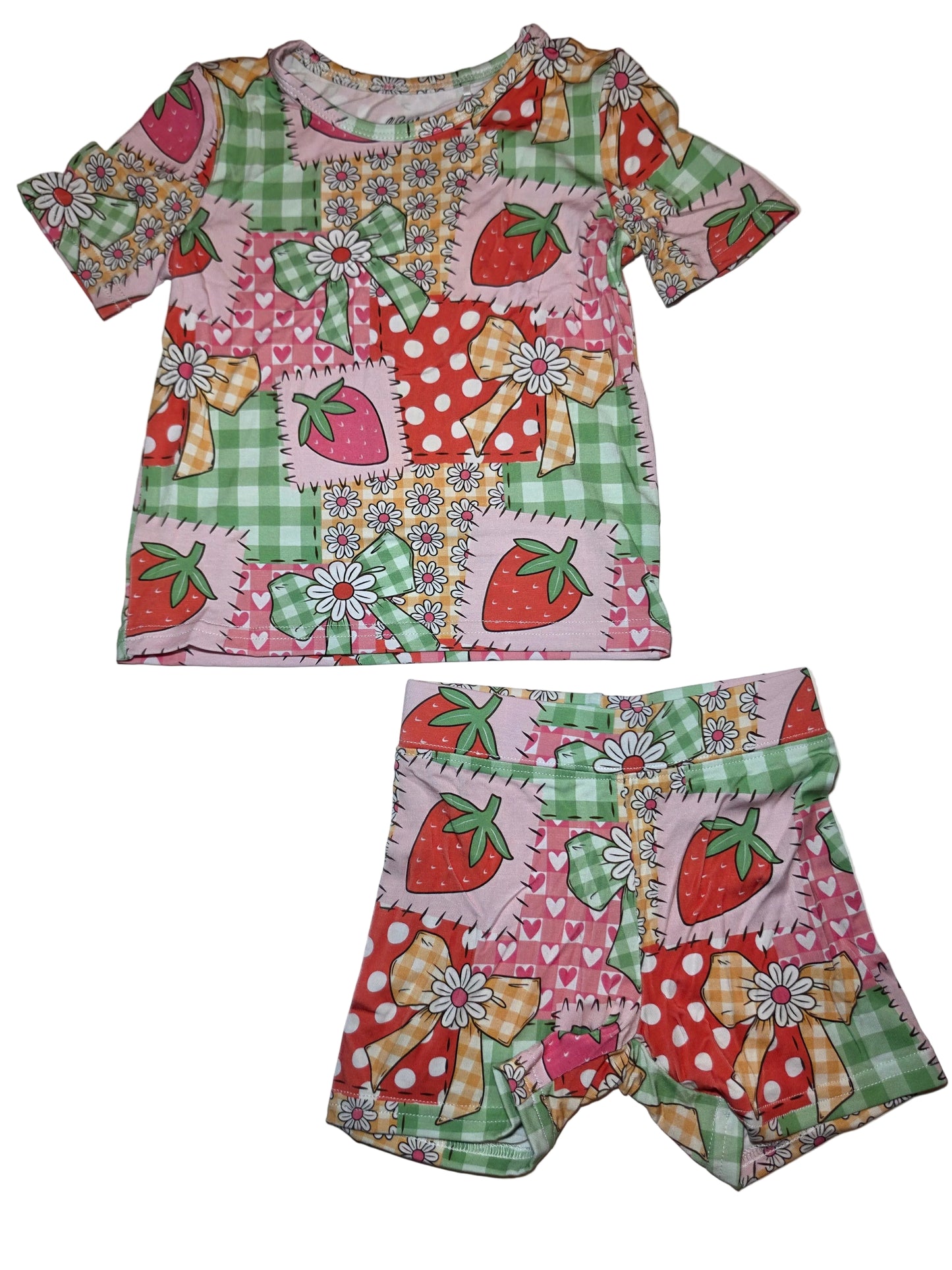 Strawberry Patches Bamboo Short Set (Biker Style)