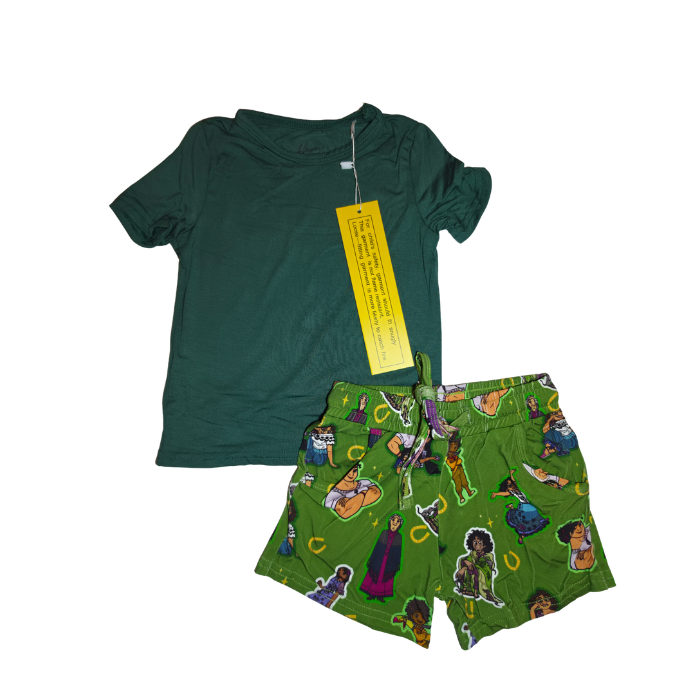 Magical Madrigal (Green) Bamboo Short Set (Lounge Style w/Pockets)