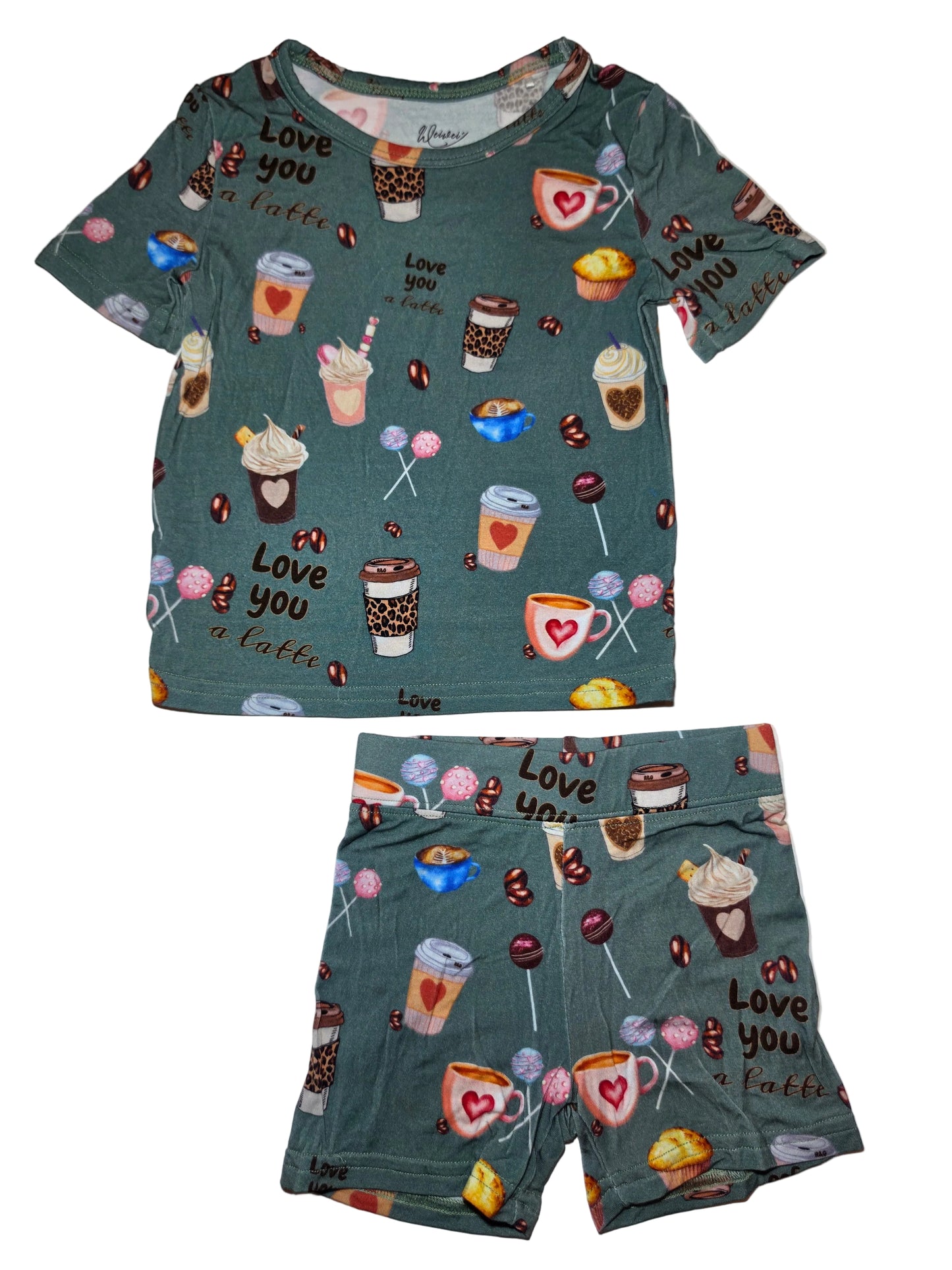 Love You A Latte Bamboo Short Set (Biker Style)