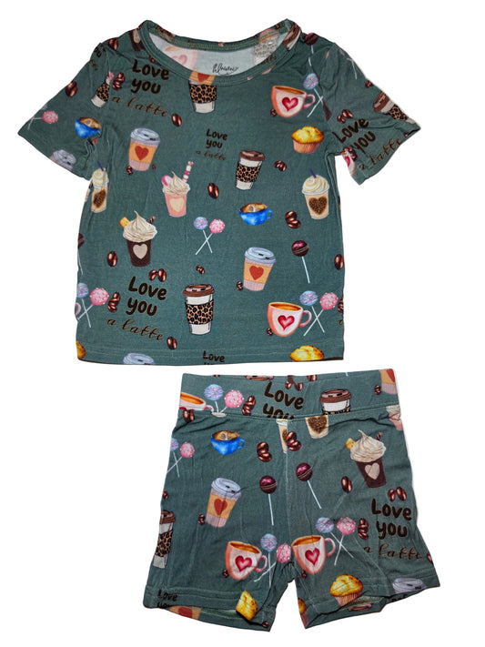 Love You A Latte Bamboo Short Set (Biker Style)