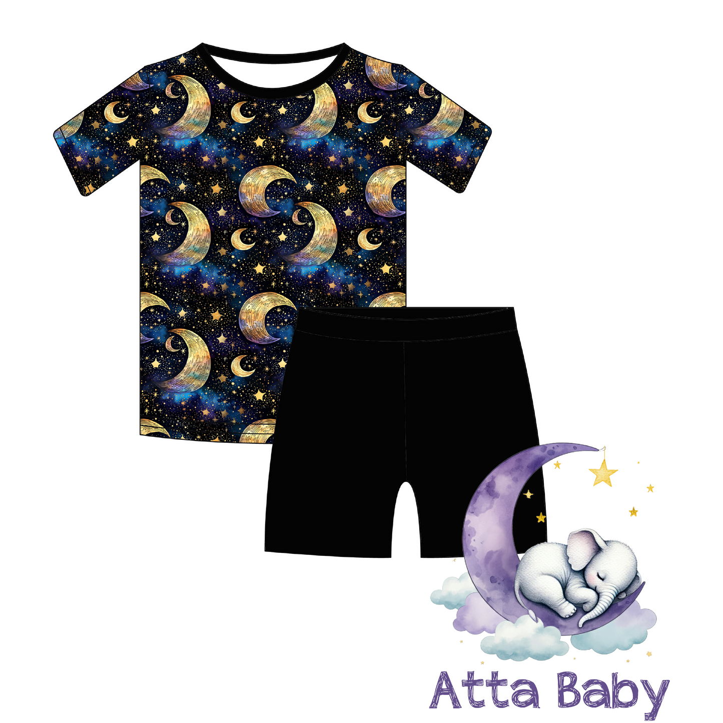 Moon Night Bamboo Short Set (Biker Style)