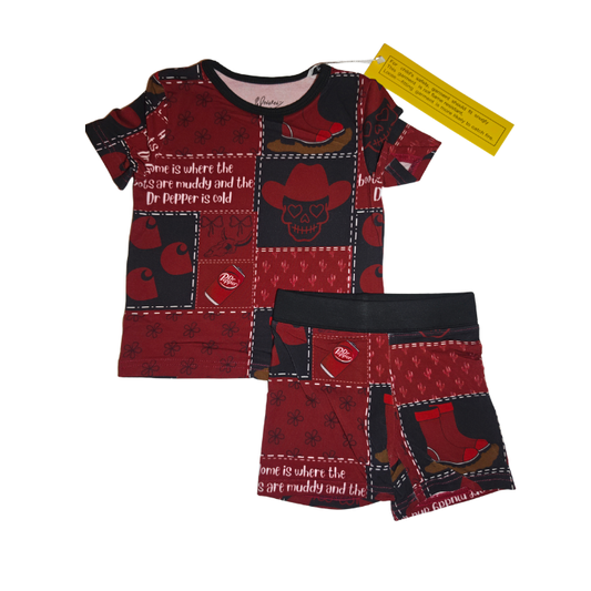 Home Is Where the Boots Are Muddy Bamboo Short Set (Biker Style)