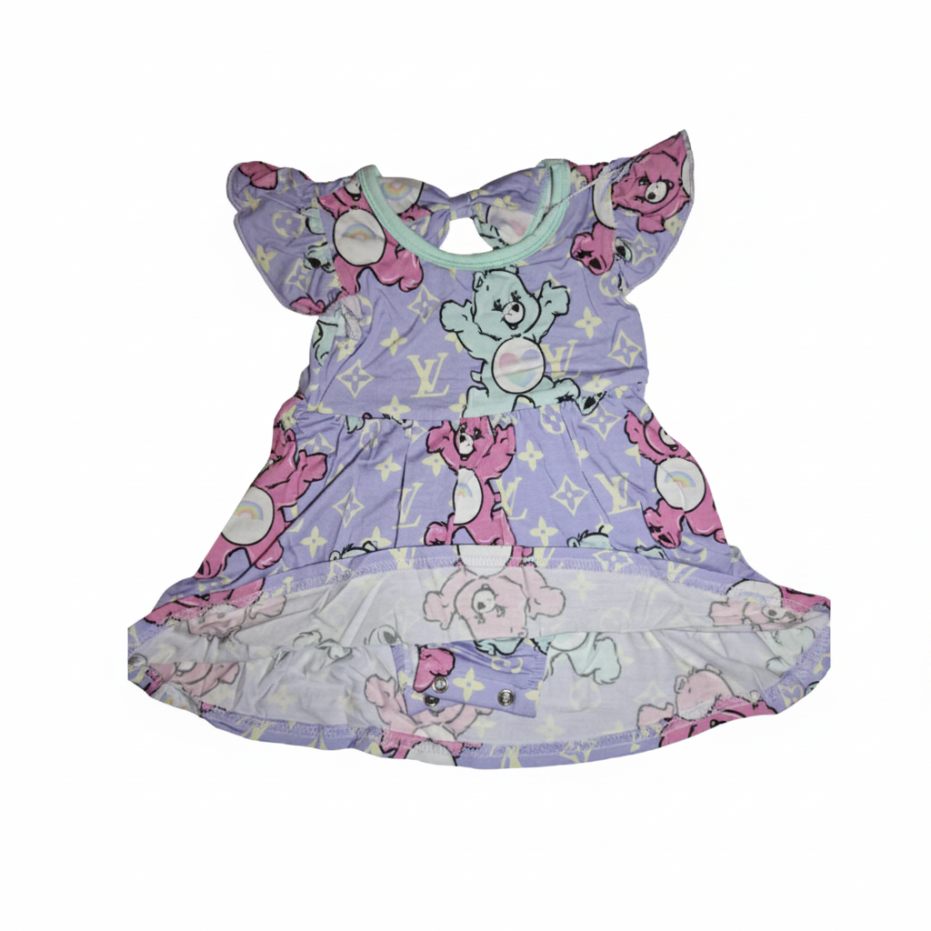 Pastel Boujee Bears Bamboo Dress (Bodysuit)