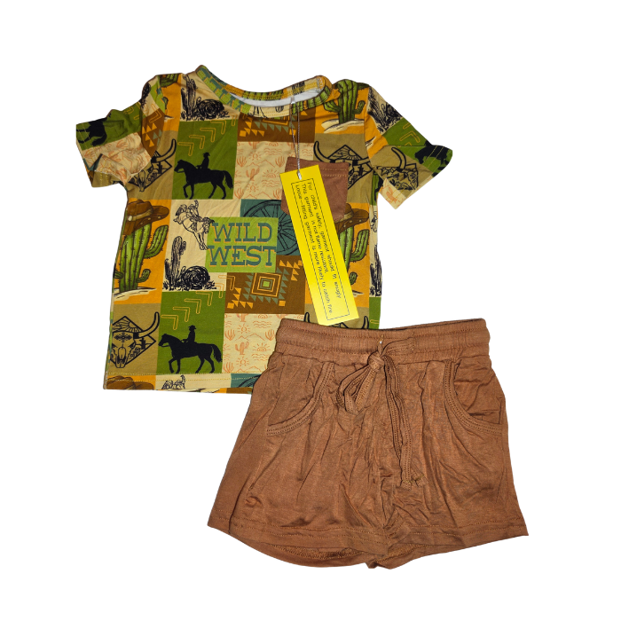 Wild West Pocket Tee Bamboo Short Set (Lounge Style)